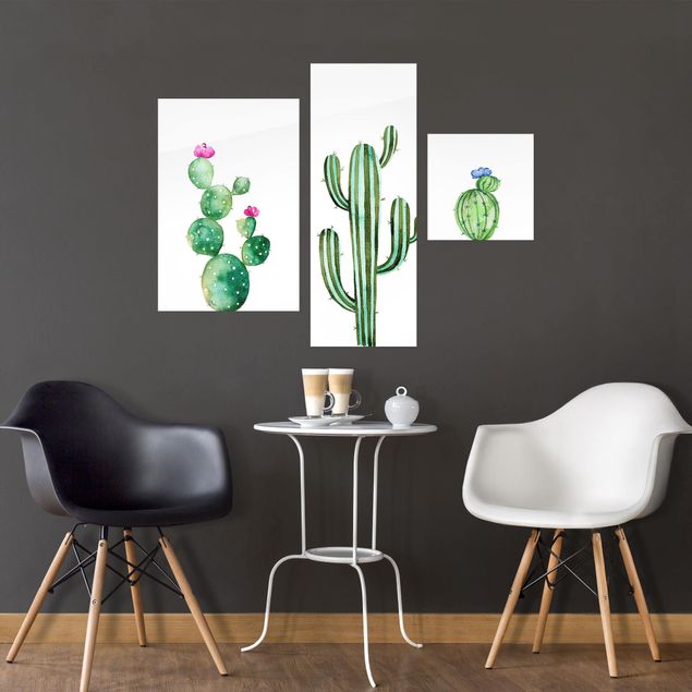 Glastavlor blommor  Watercolour Cactus Set