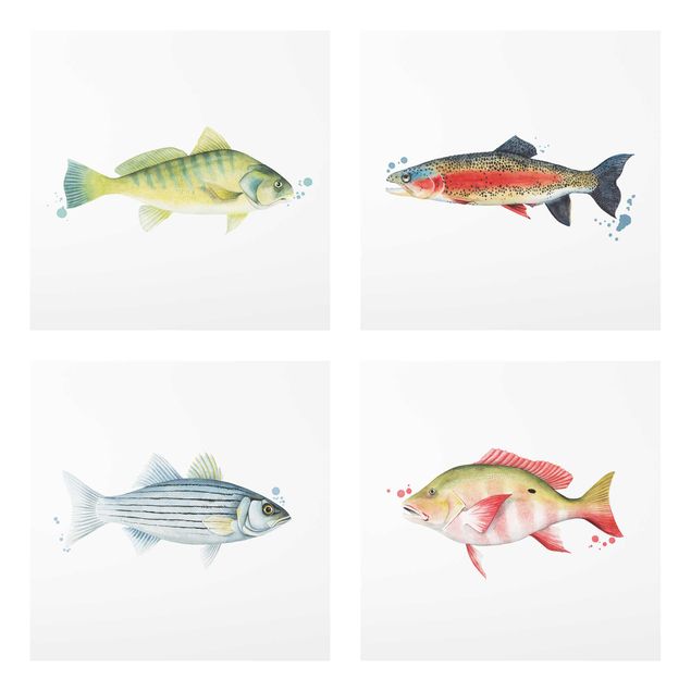 Tavlor modernt Ink Trap - Fish Set I