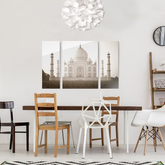Glastavlor arkitektur och skyline Taj Mahal