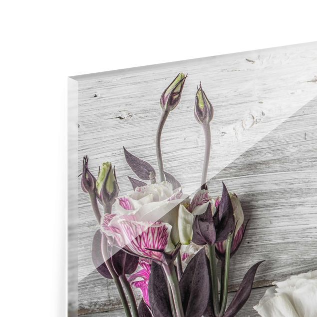 Tavlor grått Tulip Rose Shabby Wood Look