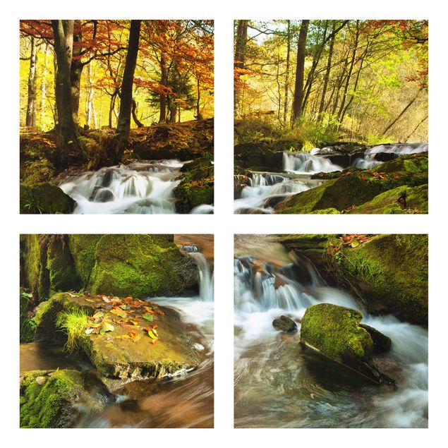 Tavlor landskap Waterfall Autumnal Forest