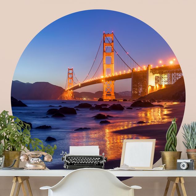 Fototapeter arkitektur och skyline Golden Gate Bridge At Dusk