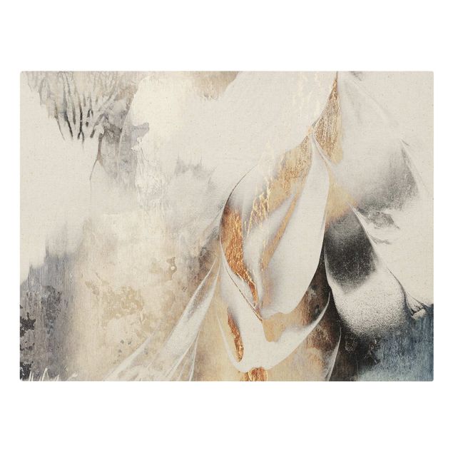 Tavlor Elisabeth Fredriksson Golden Abstract Winter Painting