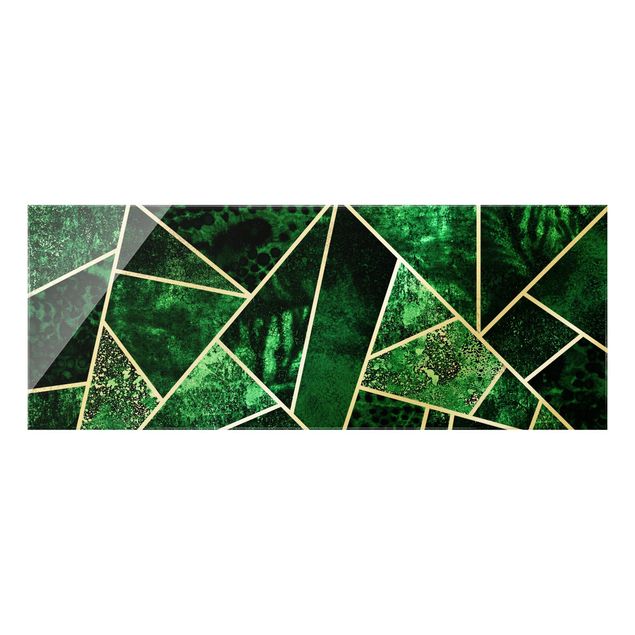 Tavlor grön Golden Geometry - Dark Emerald