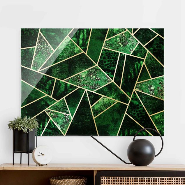 Kök dekoration Golden Geometry - Dark Emerald