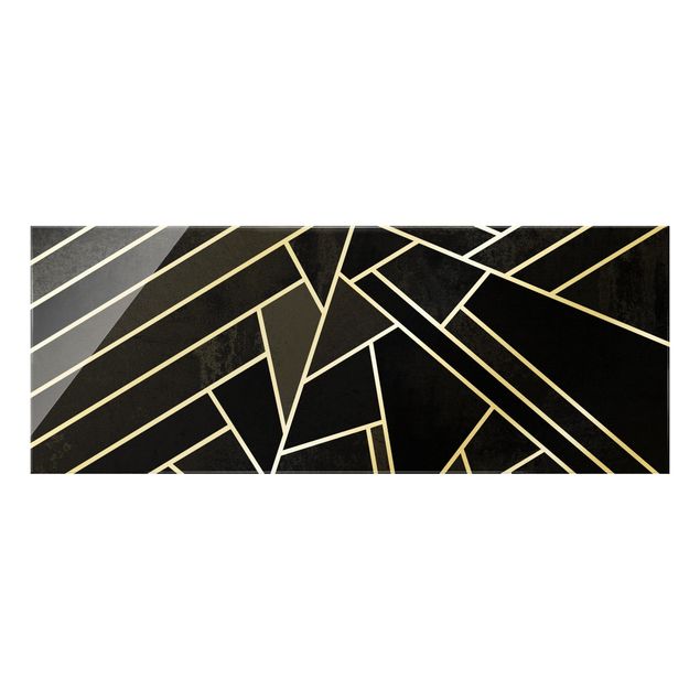 Tavlor svart Golden Geometry - Black Triangles