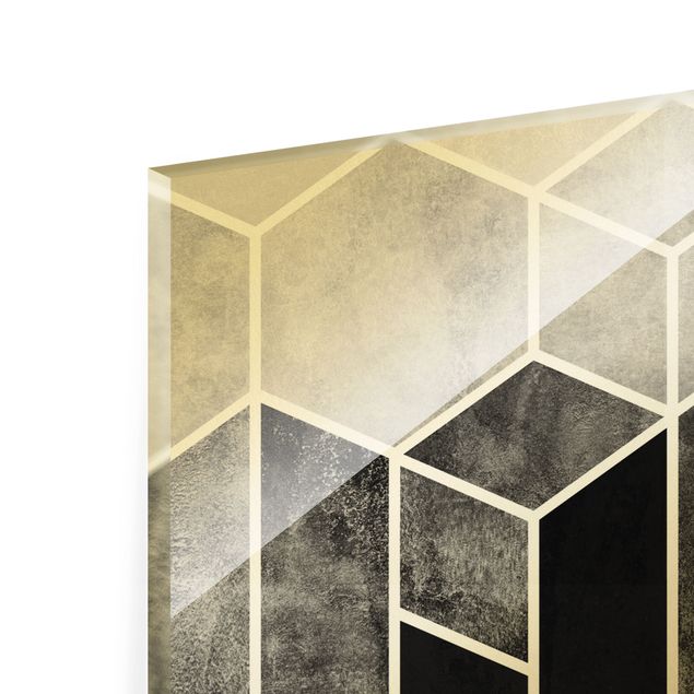 Tavlor Elisabeth Fredriksson Golden Geometry - Hexagons Black White