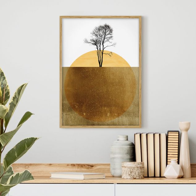 Tavlor landskap Golden Sun With Tree