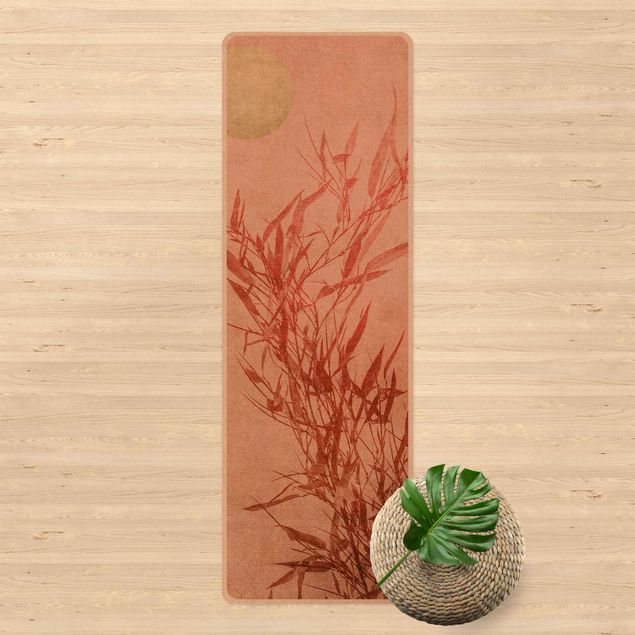 mattor med bambumotiv Golden Sun Pink Bamboo