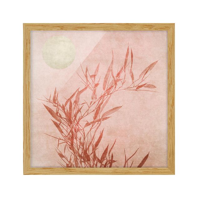 Tavlor med ram landskap Golden Sun Pink Bamboo