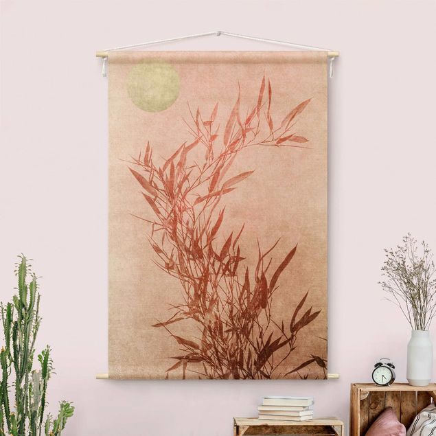 Väggbonad natur Golden Sun Pink Bamboo