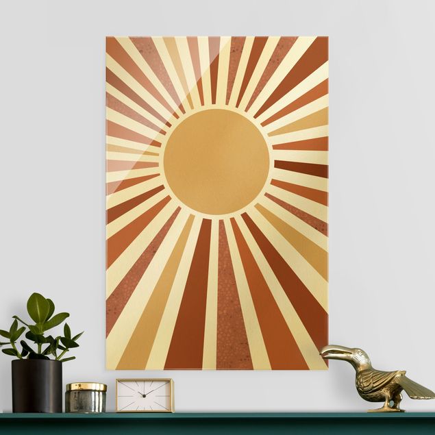 Glastavlor abstrakt Golden Sun Rays