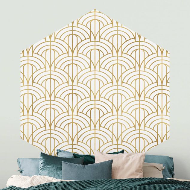 Tapeter geometrisk Golden Art Deco Pattern XXL