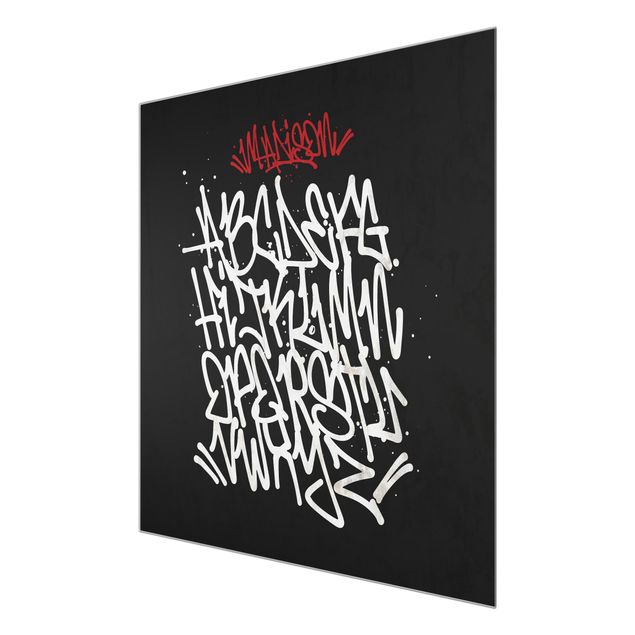 Glas Magnetboard Graffiti Art Alphabet