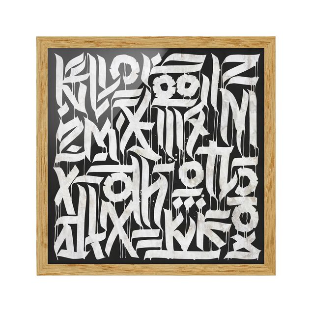 Tavlor svart och vitt Graffiti Art Calligraphy Black