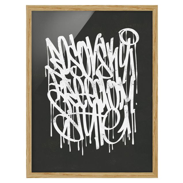 Tavlor svart och vitt Graffiti Art Freedom Style