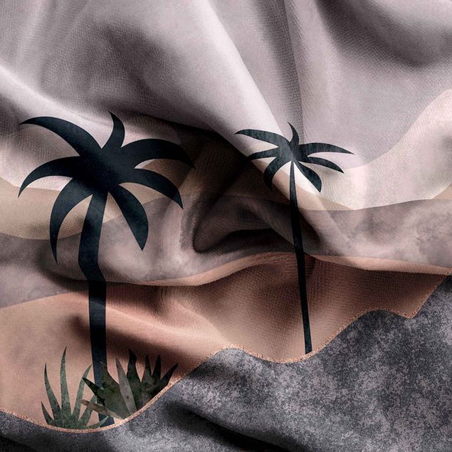 gardiner till små fönster Graphic Landscape With Palm Trees
