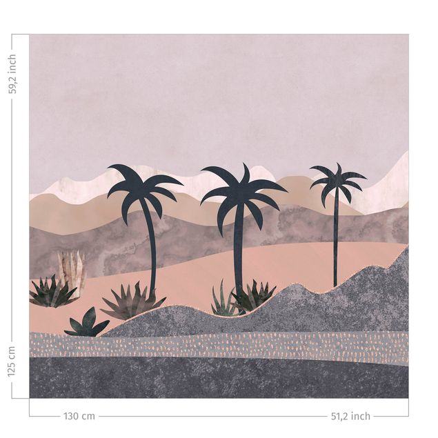 måttbeställd gardin Graphic Landscape With Palm Trees