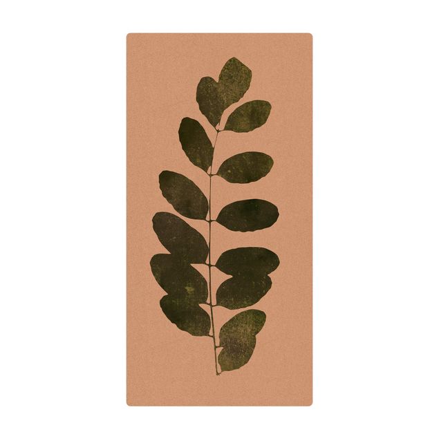 Kork-Teppich - Grafische Pflanzenwelt - Dunkelgrün - Hochformat 1:2
