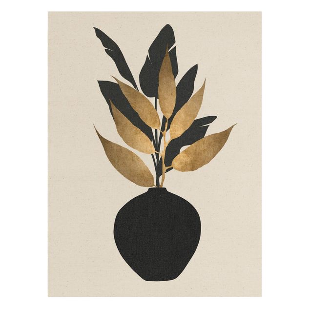Tavlor blommor  Graphical Plant World - Gold And Black