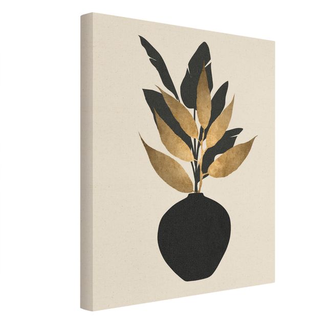 Tavlor Kubistika Graphical Plant World - Gold And Black