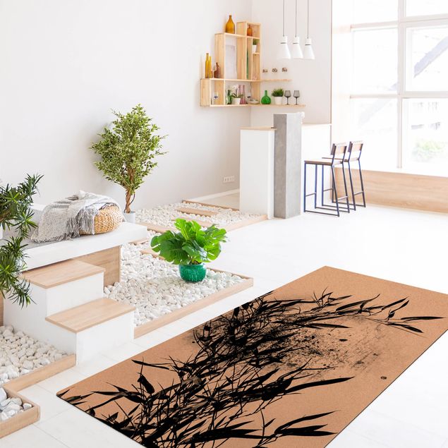 matta svartvit Graphical Plant World - Black Bamboo