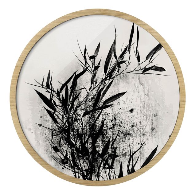 Tavlor med ram svart och vitt Graphical Plant World - Black Bamboo