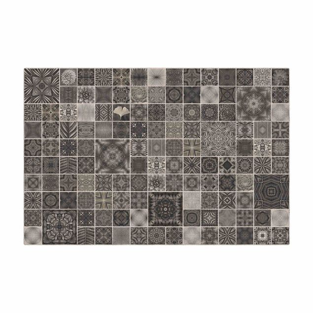 stora mattor Grey Jungle Tiles With Silver Shimmer