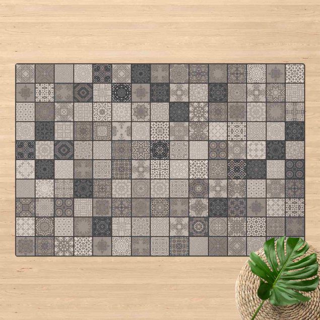 Mattor kakeloptik Grey Mediterranian Tiles With Dark Joints
