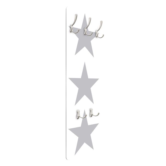Kindergarderobe - No.YK43 Große Graue Sterne auf Weiß