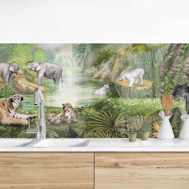 Kök dekoration Big cats in the jungle oasis