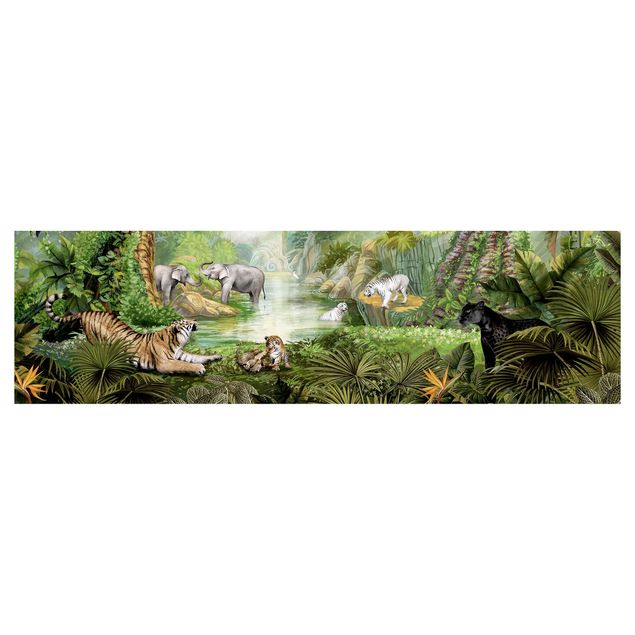 Självhäftande stänkskydd kök - Big cats in the jungle oasis