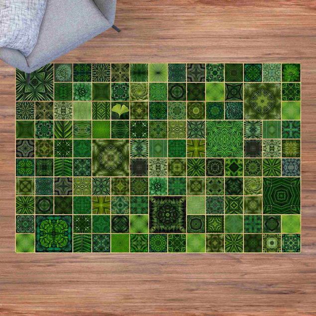 Kök dekoration Green Jungle Tiles With Golden Shimmer