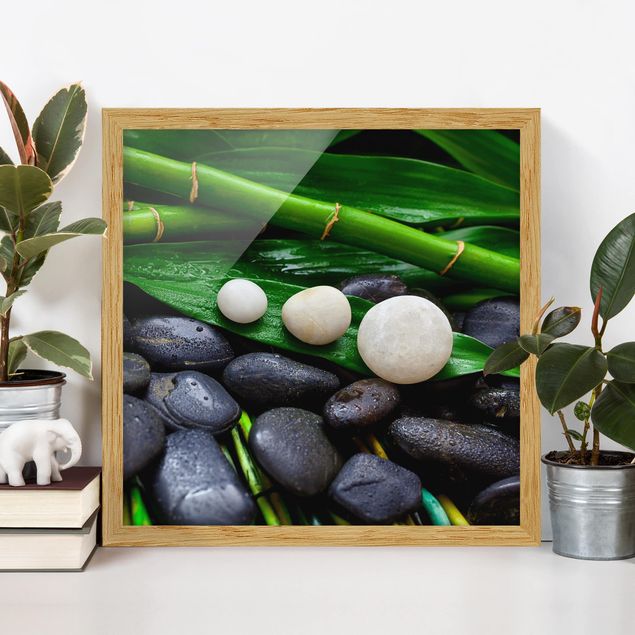 Tavlor bambu Green Bamboo With Zen Stones
