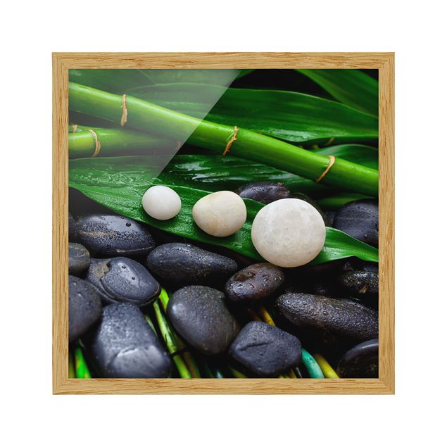 Tavlor modernt Green Bamboo With Zen Stones