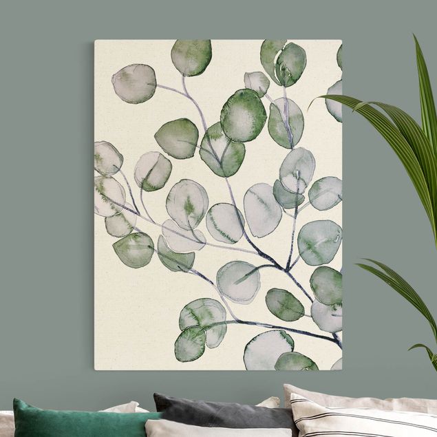 Canvastavlor blommor  Green Watercolour Eucalyptus Branch