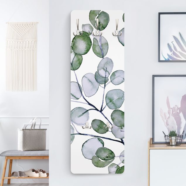 Klädhängare vägg blommor  Green Watercolour Eucalyptus Branch