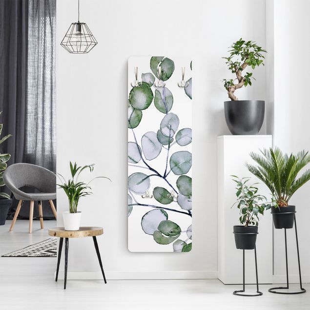 Klädhängare vägg grön Green Watercolour Eucalyptus Branch