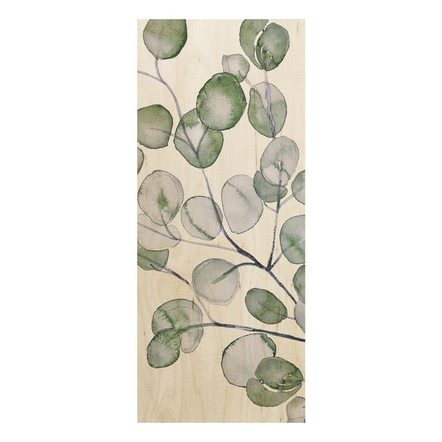 Trätavlor blommor  Green Watercolour Eucalyptus Branch