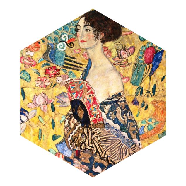 Hexagonala tapeter Gustav Klimt - Lady With Fan