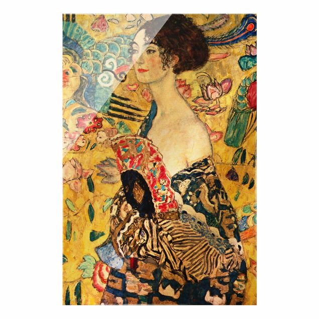 Tavlor konstutskrifter Gustav Klimt - Lady With Fan