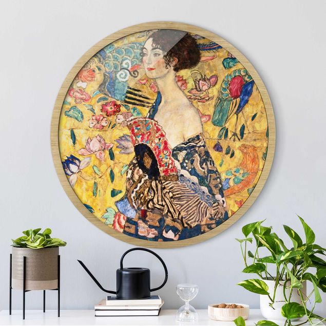 Tavlor med ram konstutskrifter Gustav Klimt - Lady With Fan