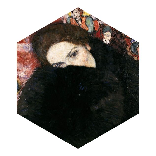 Hexagonala tapeter Gustav Klimt - Lady With A Muff