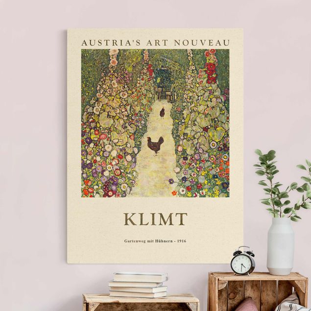 Canvastavlor fåglar Gustav Klimt - Path Through The Garden With Chickens - Museum Edition