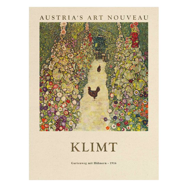 Canvastavlor blommor  Gustav Klimt - Path Through The Garden With Chickens - Museum Edition