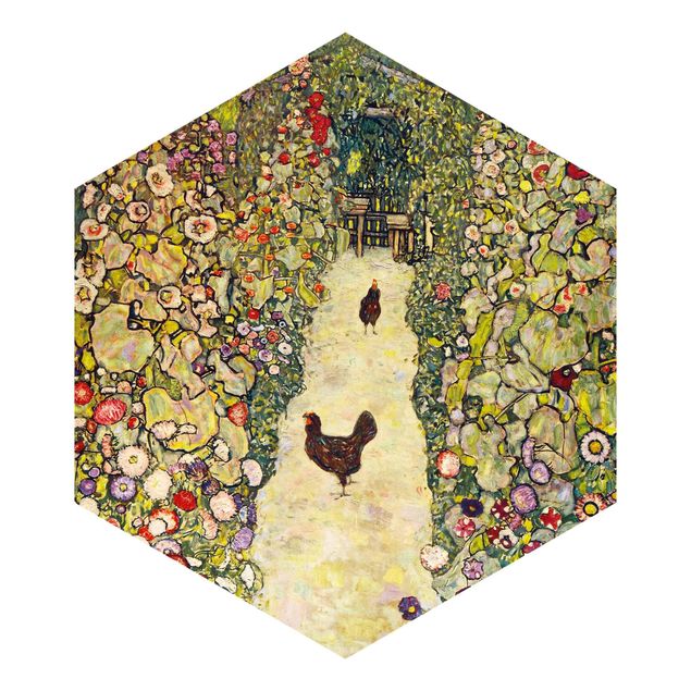 Tapeter modernt Gustav Klimt - Garden Path with Hens