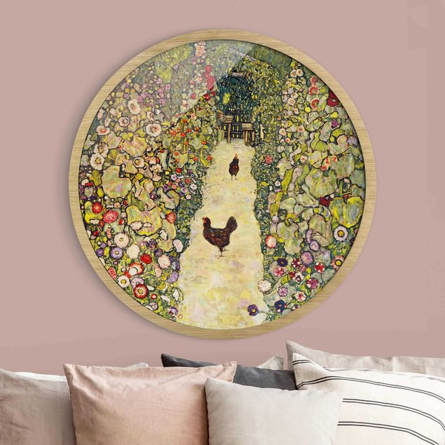 Tavlor med ram konstutskrifter Gustav Klimt - Garden Path with Hens
