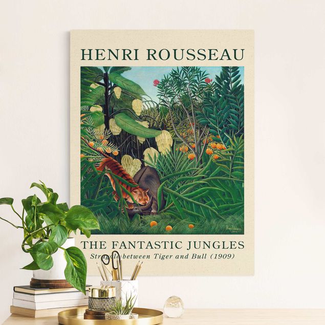 Canvastavlor tigrar Henri Rousseau - Fight Between A Tiger And A Buffalo - Museum Edition