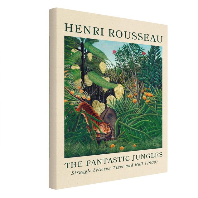 Tavlor grön Henri Rousseau - Fight Between A Tiger And A Buffalo - Museum Edition
