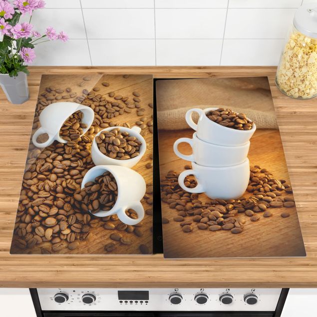 Spistäckplattor bakning och kaffe 3 espresso cups with coffee beans